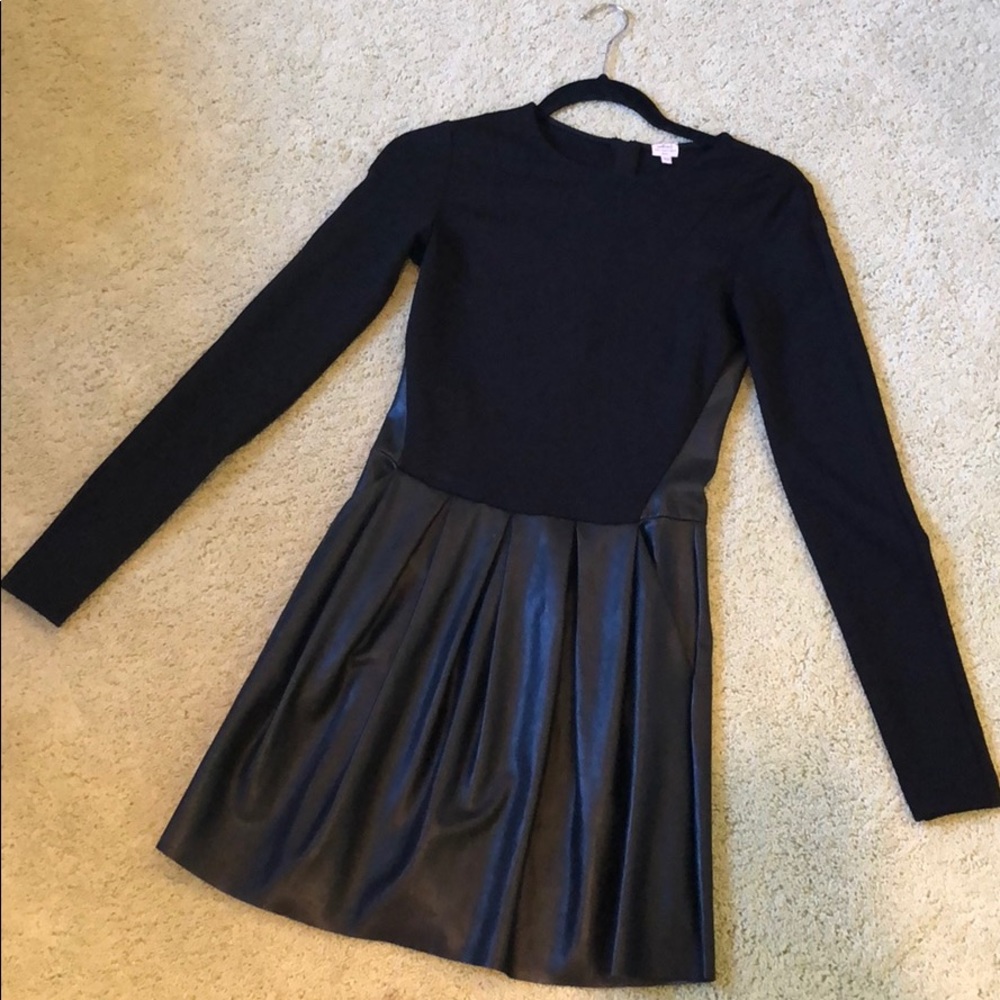 Wilfred black long sleeve leather dress. Size 4.